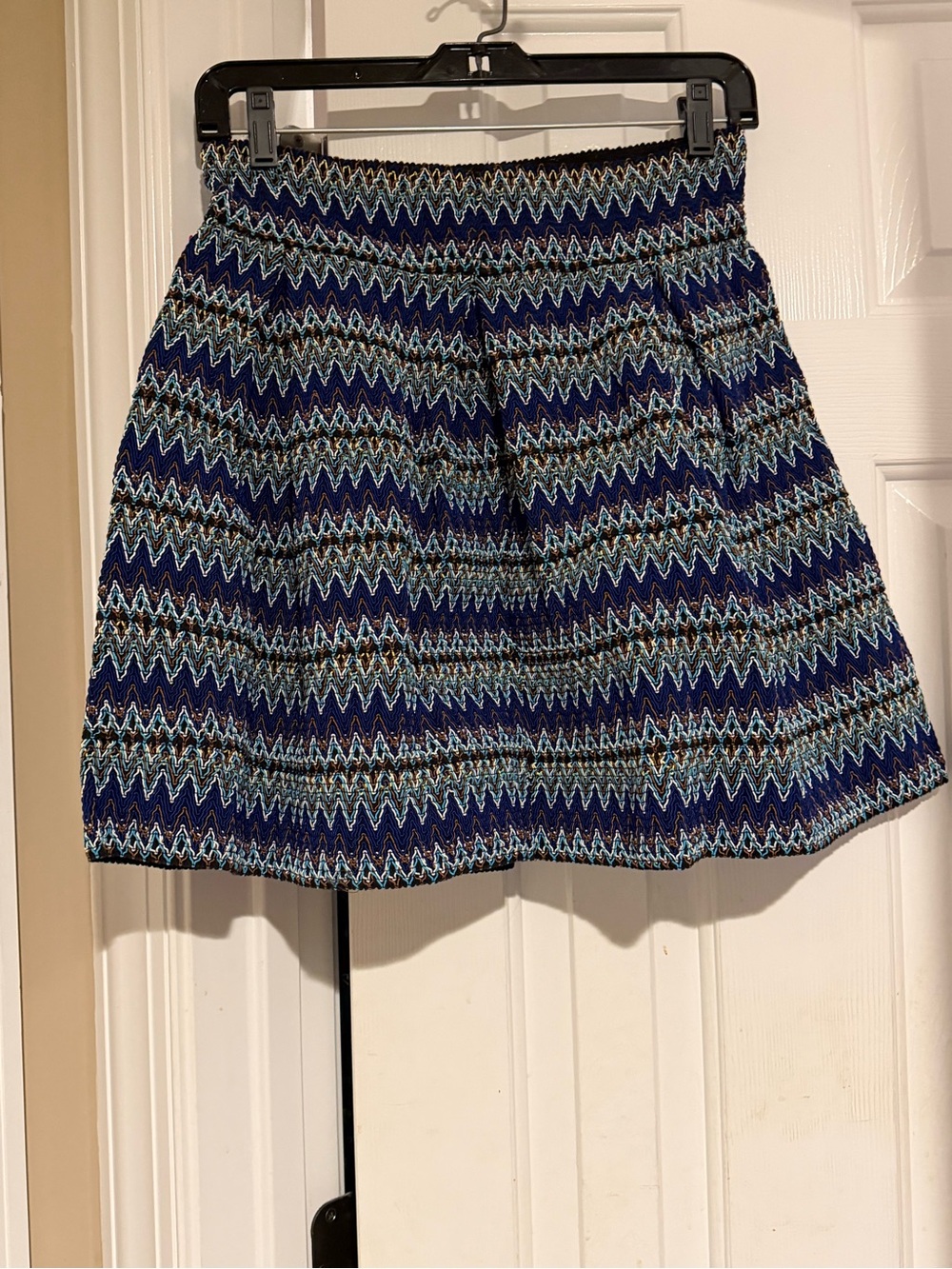 Missoni inspired Navy, Aqua & White Zigzag Skirt